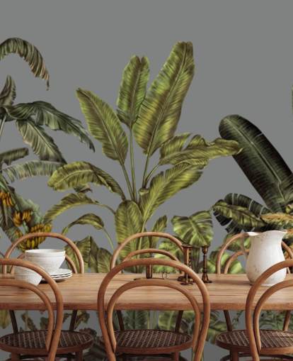 green custom jungle wall mural called Jungle Canopy Green by Karina Eibatova for bedrooms and living rooms