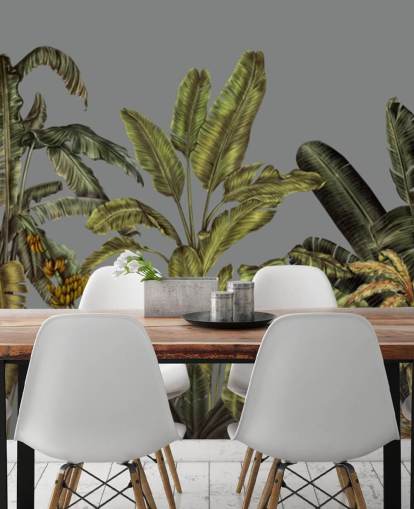 green custom jungle wall mural called Jungle Canopy Green by Karina Eibatova for bedrooms and living rooms