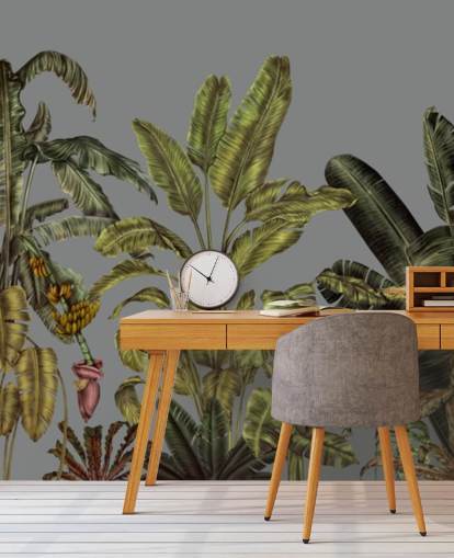 grønt tilpasset jungel veggmaleri kalt Jungle Canopy Green av Karina Eibatova for soverom og stuer grønt tilpasset jungel veggmaleri kalt Jungle Canopy Green av Karina Eibatova for soverom og stuer