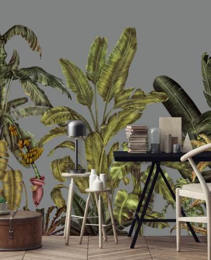 green custom jungle wall mural called Jungle Canopy Green by Karina Eibatova for bedrooms and living rooms