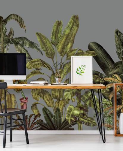 grünes individuelles Dschungel-Wandbild namens Jungle Canopy Green von Karina Eibatova für Schlafzimmer und Wohnzimmer grünes individuelles Dschungel-Wandbild namens Jungle Canopy Green von Karina Eibatova für Schlafzimmer und Wohnzimmer