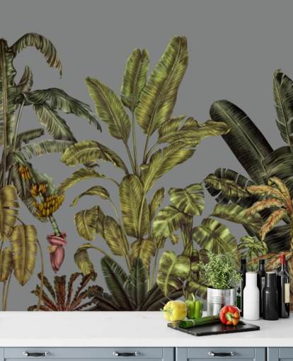 green custom jungle wall mural called Jungle Canopy Green by Karina Eibatova for bedrooms and living rooms