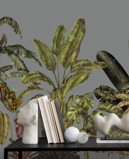 green custom jungle wall mural called Jungle Canopy Green by Karina Eibatova for bedrooms and living rooms