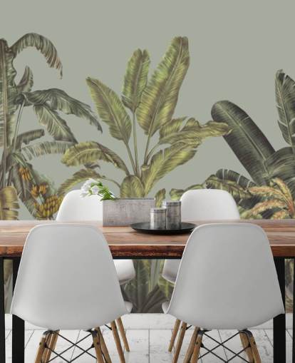 fresque murale verte personnalisable de la jungle appelée Jungle Canopy Mint par Karina Eibatova fresque murale verte personnalisable de la jungle appelée Jungle Canopy Mint par Karina Eibatova