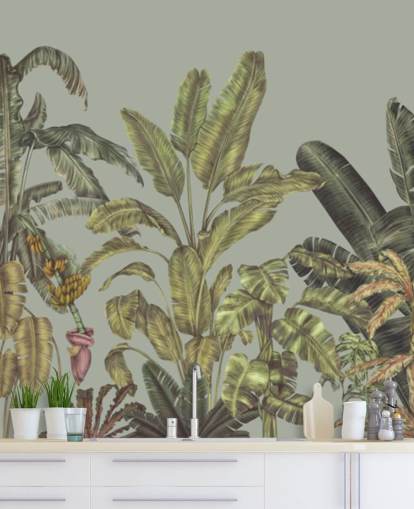 green customisable jungle wall mural called Jungle Canopy Mint by Karina Eibatova green customisable jungle wall mural called Jungle Canopy Mint by Karina Eibatova
