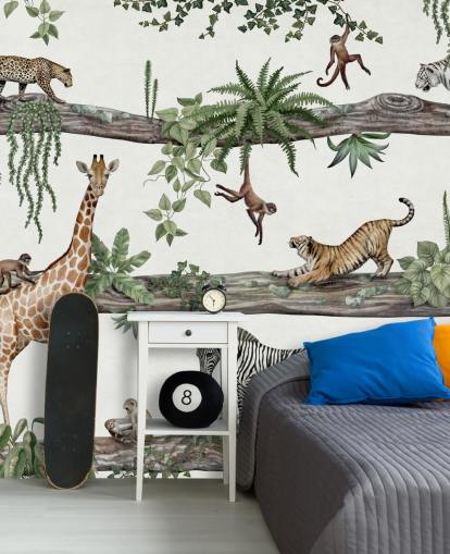 mural de parede de berçário personalizável chamado Amazing Animals de Kikki Belle