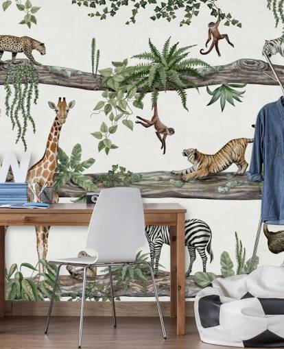 customisable nursery wall mural called Amazing Animals by Kikki Belle customisable nursery wall mural called Amazing Animals by Kikki Belle