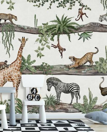 personalisierbares Kinderzimmer-Wandbild namens Amazing Animals von Kikki Belle personalisierbares Kinderzimmer-Wandbild namens Amazing Animals von Kikki Belle