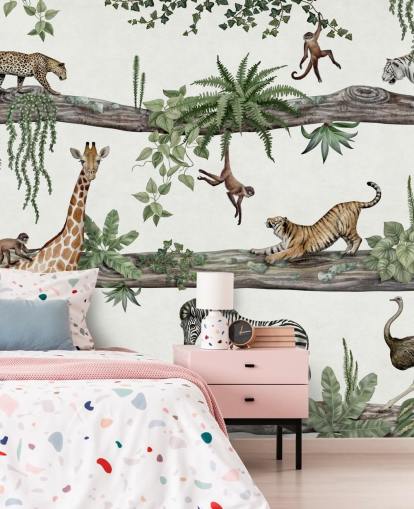 mural de parede de berçário personalizável chamado Amazing Animals de Kikki Belle