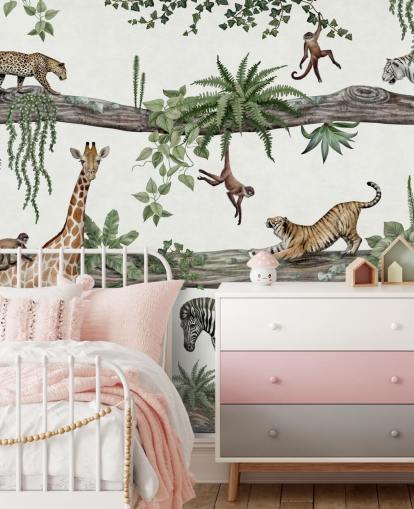 mural de parede de berçário personalizável chamado Amazing Animals de Kikki Belle