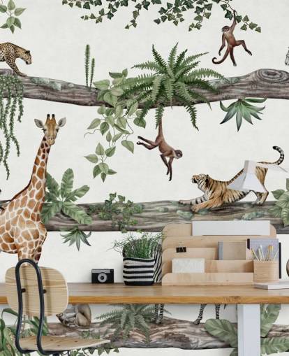 customizable nursery wall mural called Amazing Animals by Kikki Belle
