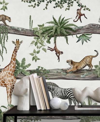 mural de pared de guardería personalizable llamado Amazing Animals de Kikki Belle