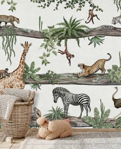 personalisierbares Kinderzimmer-Wandbild namens Amazing Animals von Kikki Belle