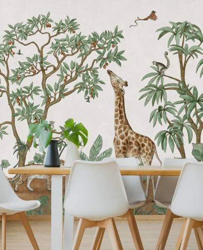 custom kids wall mural called Animals in the Jungle by Kikki Belle for bedrooms and nurseries custom kids wall mural called Animals in the Jungle by Kikki Belle for bedrooms and nurseries