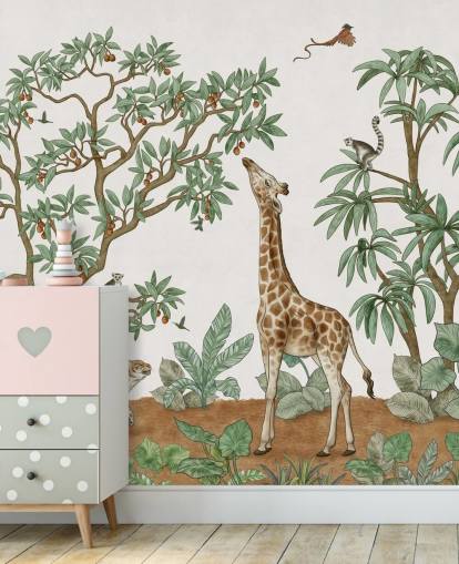 murale personalizzato per bambini chiamato Animals in the Jungle di Kikki Belle per camere da letto e asili nido murale personalizzato per bambini chiamato Animals in the Jungle di Kikki Belle per camere da letto e asili nido