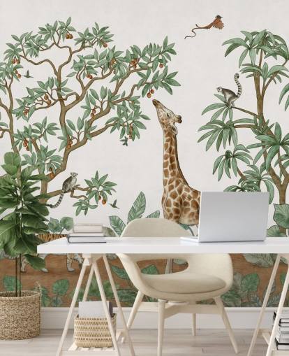 custom kids wall mural called Animals in the Jungle by Kikki Belle for bedrooms and nurseries custom kids wall mural called Animals in the Jungle by Kikki Belle for bedrooms and nurseries
