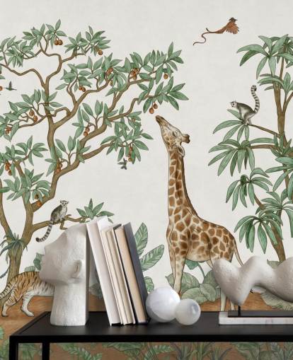 custom kids wall mural called Animals in the Jungle by Kikki Belle for bedrooms and nurseries custom kids wall mural called Animals in the Jungle by Kikki Belle for bedrooms and nurseries