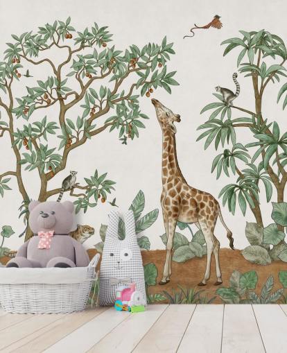 murale personalizzato per bambini chiamato Animals in the Jungle di Kikki Belle per camere da letto e asili nido murale personalizzato per bambini chiamato Animals in the Jungle di Kikki Belle per camere da letto e asili nido
