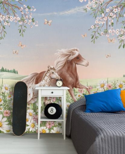 personalisierbares Pferde-Wandbild Happy Horses von Kikki Belle für Kinderzimmer personalisierbares Pferde-Wandbild Happy Horses von Kikki Belle für Kinderzimmer