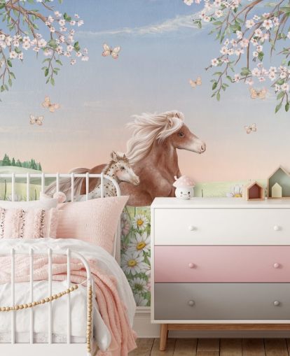 personalisierbares Pferde-Wandbild Happy Horses von Kikki Belle für Kinderzimmer