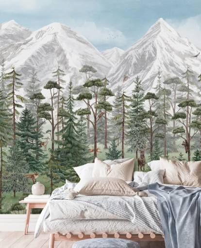 customizable children's wall mural called Mountain Forest by Kikki Belle for bedrooms customizable children's wall mural called Mountain Forest by Kikki Belle for bedrooms