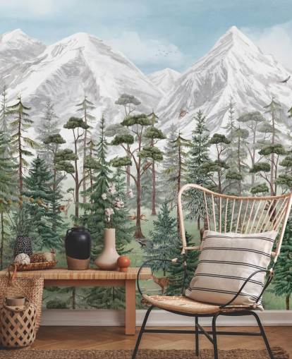 räätälöitävä lasten seinämaalaus nimeltä Mountain Forest by Kikki Belle makuuhuoneisiin räätälöitävä lasten seinämaalaus nimeltä Mountain Forest by Kikki Belle makuuhuoneisiin