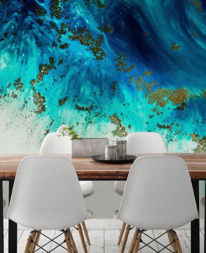 murale astratto blu personalizzabile chiamato Above the Shallows di Petra Meikle de Vlas murale astratto blu personalizzabile chiamato Above the Shallows di Petra Meikle de Vlas