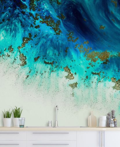 blue customisable abstract wall mural called Above the Shallows by Petra Meikle de Vlas blue customisable abstract wall mural called Above the Shallows by Petra Meikle de Vlas