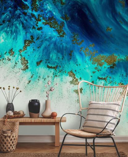 blue customisable abstract wall mural called Above the Shallows by Petra Meikle de Vlas blue customisable abstract wall mural called Above the Shallows by Petra Meikle de Vlas