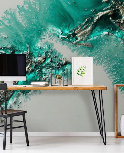 teal, gold and grey wall mural called Admiral Connect by Petra Meikle de Vlas for bedrooms and bathrooms