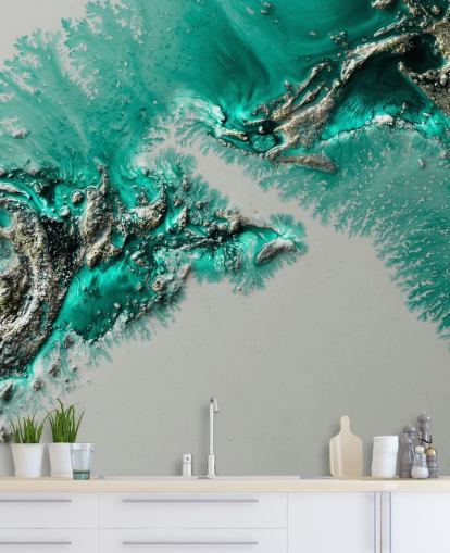 teal, gold and gray wall mural called Admiral Connect by Petra Meikle de Vlas for bedrooms and bathrooms teal, gold and gray wall mural called Admiral Connect by Petra Meikle de Vlas for bedrooms and bathrooms