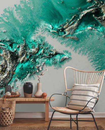 teal, gold and grey wall mural called Admiral Connect by Petra Meikle de Vlas for bedrooms and bathrooms teal, gold and grey wall mural called Admiral Connect by Petra Meikle de Vlas for bedrooms and bathrooms