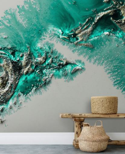 teal, gold and gray wall mural called Admiral Connect by Petra Meikle de Vlas for bedrooms and bathrooms teal, gold and gray wall mural called Admiral Connect by Petra Meikle de Vlas for bedrooms and bathrooms