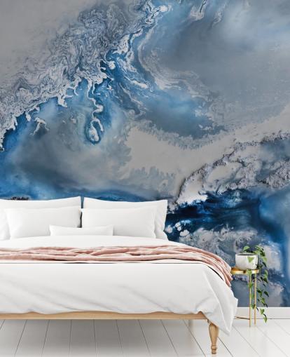 papier peint mural abstrait personnalisable bleu et blanc appelé Arctic Waters par Petra Meikle de Vlas papier peint mural abstrait personnalisable bleu et blanc appelé Arctic Waters par Petra Meikle de Vlas