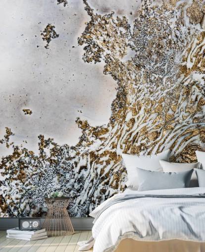 gold and white custom abstract wall mural called Aztec Whispers by Petra Meikle de Vlas gold and white custom abstract wall mural called Aztec Whispers by Petra Meikle de Vlas