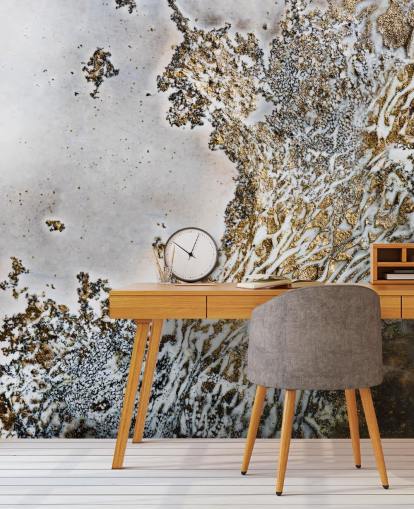 gold and white custom abstract wall mural called Aztec Whispers by Petra Meikle de Vlas