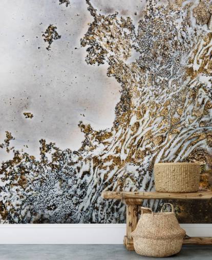 gold and white custom abstract wall mural called Aztec Whispers by Petra Meikle de Vlas gold and white custom abstract wall mural called Aztec Whispers by Petra Meikle de Vlas