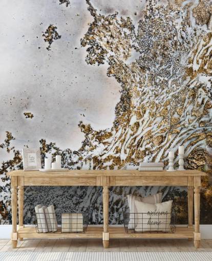 gold and white custom abstract wall mural called Aztec Whispers by Petra Meikle de Vlas gold and white custom abstract wall mural called Aztec Whispers by Petra Meikle de Vlas