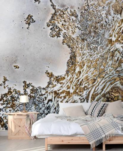 gold and white custom abstract wall mural called Aztec Whispers by Petra Meikle de Vlas gold and white custom abstract wall mural called Aztec Whispers by Petra Meikle de Vlas