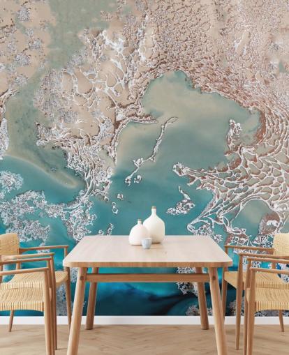 rose gold and blue custom abstract wall mural called Coastal Harmony by Petra Meikle de Vlas rose gold and blue custom abstract wall mural called Coastal Harmony by Petra Meikle de Vlas