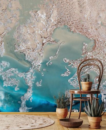 rose gold and blue custom abstract wall mural called Coastal Harmony by Petra Meikle de Vlas rose gold and blue custom abstract wall mural called Coastal Harmony by Petra Meikle de Vlas