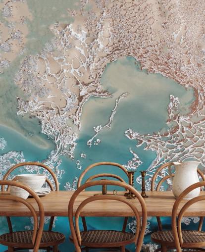 rose gold and blue custom abstract wall mural called Coastal Harmony by Petra Meikle de Vlas