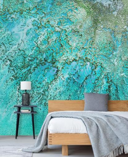 mural oceánico abstracto personalizado azul y verde llamado Coral Kingdom de Petra Meikle de Vlas mural oceánico abstracto personalizado azul y verde llamado Coral Kingdom de Petra Meikle de Vlas