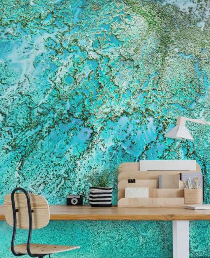 blue and green custom abstract ocean mural called Coral Kingdom by Petra Meikle de Vlas