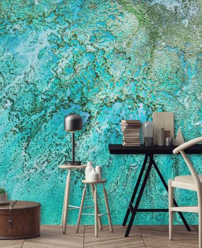 murale oceanico astratto personalizzato blu e verde chiamato Coral Kingdom di Petra Meikle de Vlas murale oceanico astratto personalizzato blu e verde chiamato Coral Kingdom di Petra Meikle de Vlas
