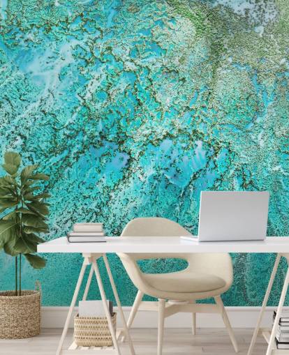 blue and green custom abstract ocean mural called Coral Kingdom by Petra Meikle de Vlas