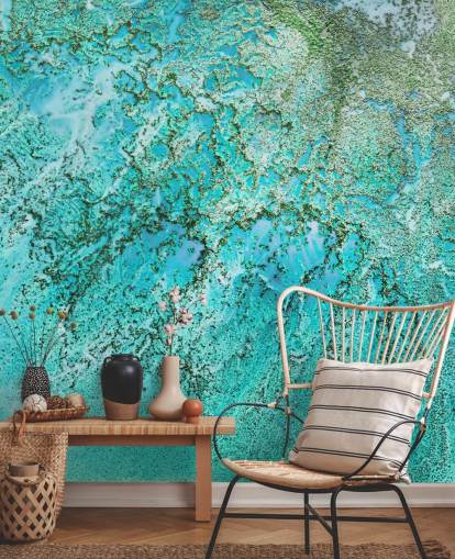 blue and green custom abstract ocean mural called Coral Kingdom by Petra Meikle de Vlas