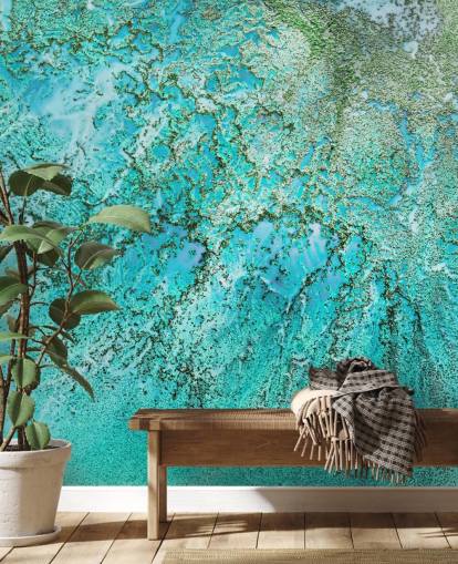 blue and green custom abstract ocean mural called Coral Kingdom by Petra Meikle de Vlas