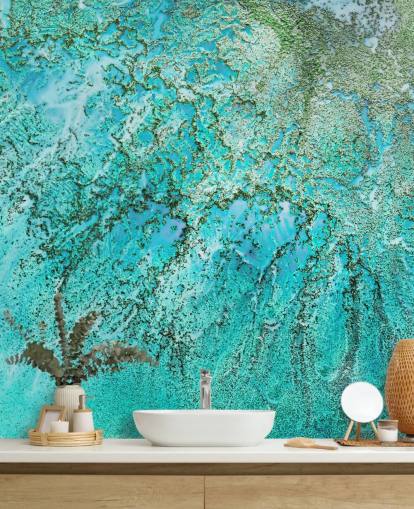 blue and green custom abstract ocean mural called Coral Kingdom by Petra Meikle de Vlas