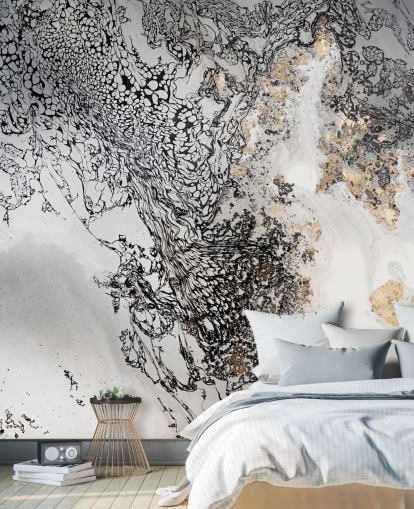 mural de parede personalizável em preto, cinza e dourado chamado Delicate Mix de Petra Meikle de Vlas mural de parede personalizável em preto, cinza e dourado chamado Delicate Mix de Petra Meikle de Vlas